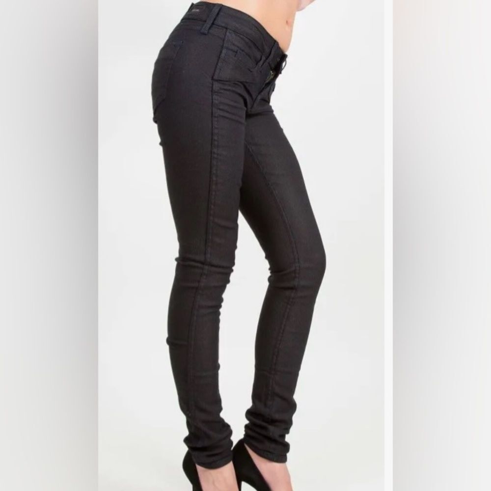 NWT SKINNY REVERSIBLE STRETCH BLACK | BLACK DISTRESSED BLEULAB MADE USA SIZE 28